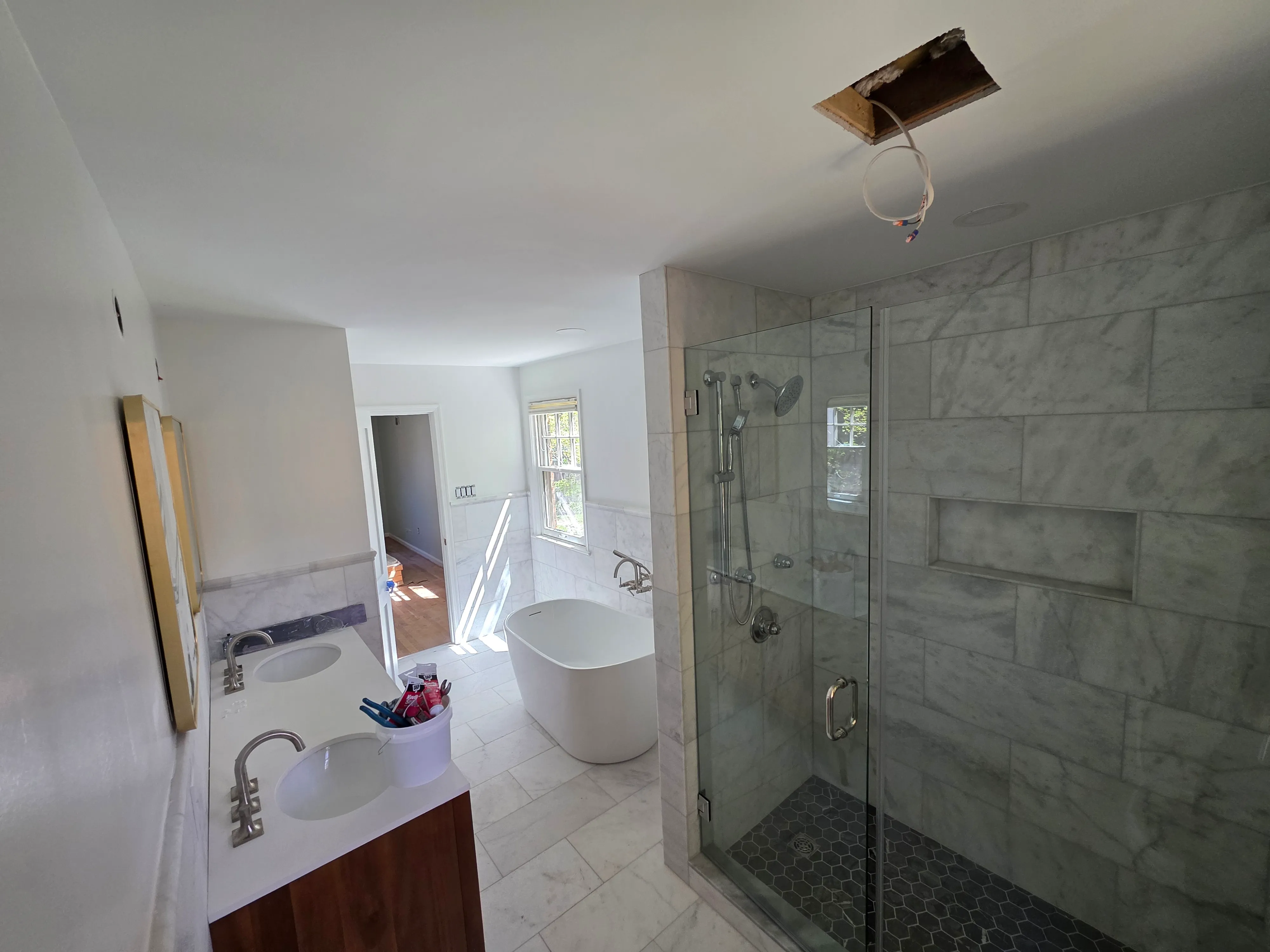 Completed bathroom plumbing installation